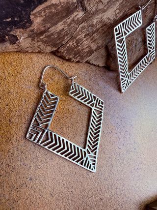 Large Asymmetric Statement Brass Earrings, Irregular Hoops, Gift Ready Option / Boho Look / Festival Fashion