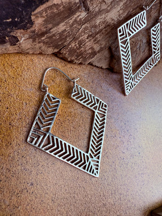 Aztec Silver Earrings Inca Style / Ethnic / Geometric / Rustic / Yoga / Hippie / Bohemian Jewelery / Fashion Jewellery / Boho Look Festival
