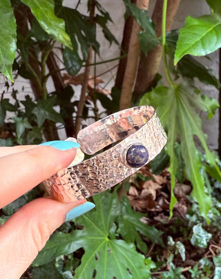 Lapis Lazuli Hammered Silver Bracelet / Adjustable / Bohemian Jewellery / Ethnic Style / Rustic / Boho / Gift for Her / Artisanal /