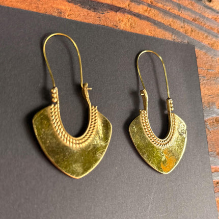 Indian Style Long Drop Brass Earrings / Ethnic / Geometric / Rustic / Yoga / Hippie /Gypsy / Boho / Bohemian / Festival Fashion