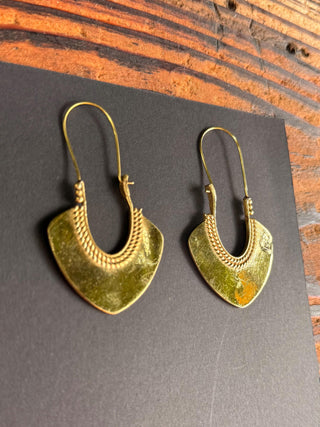 Indian Style Long Drop Brass Earrings / Ethnic / Geometric / Rustic / Yoga / Hippie /Gypsy / Boho / Bohemian / Festival Fashion