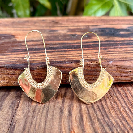 Indian Style Long Drop Brass Earrings / Ethnic / Geometric / Rustic / Yoga / Hippie /Gypsy / Boho / Bohemian / Festival Fashion