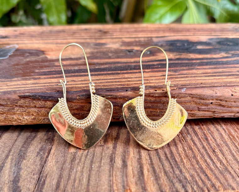 Indian Style Long Drop Brass Earrings / Ethnic / Geometric / Rustic / Yoga / Hippie /Gypsy / Boho / Bohemian / Festival Fashion