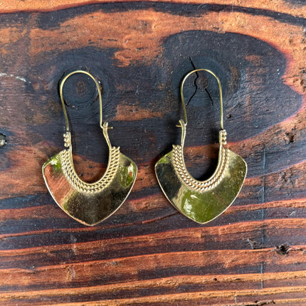 Indian Style Long Drop Brass Earrings / Ethnic / Geometric / Rustic / Yoga / Hippie /Gypsy / Boho / Bohemian / Festival Fashion