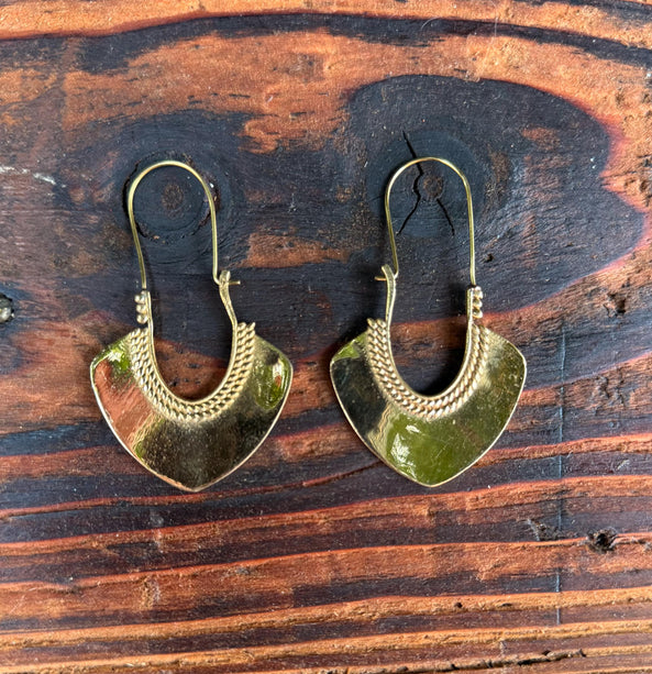 Indian Style Long Drop Brass Earrings / Ethnic / Geometric / Rustic / Yoga / Hippie /Gypsy / Boho / Bohemian / Festival Fashion