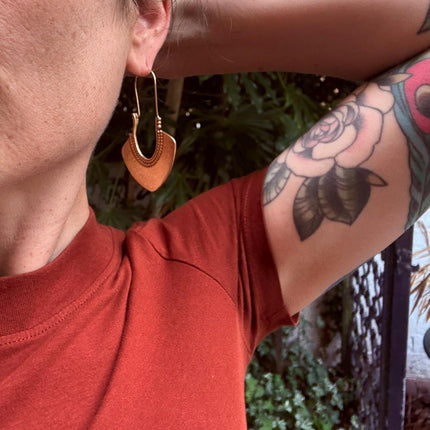 Indian Style Long Drop Brass Earrings / Ethnic / Geometric / Rustic / Yoga / Hippie /Gypsy / Boho / Bohemian / Festival Fashion