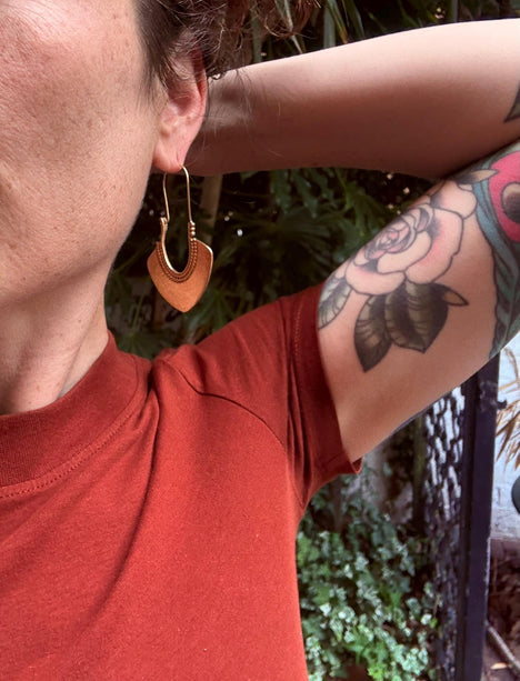 Indian Style Long Drop Brass Earrings / Ethnic / Geometric / Rustic / Yoga / Hippie /Gypsy / Boho / Bohemian / Festival Fashion