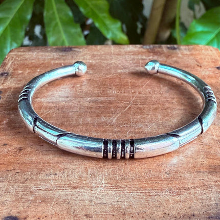Silver Bracelet Tribal Symbols Native Markings / Bangle / Cuff / Unisex / Boho / Ethnic / Rustic / Bohemian / Costume Fashion Jewelery /