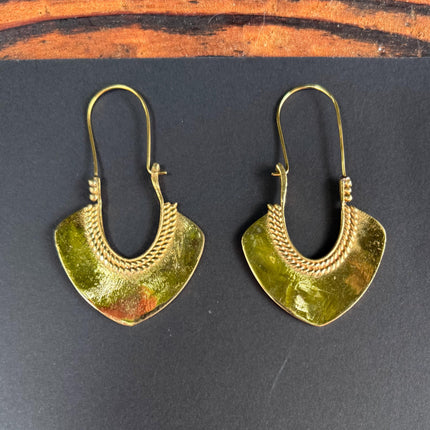 Indian Style Long Drop Brass Earrings / Ethnic / Geometric / Rustic / Yoga / Hippie /Gypsy / Boho / Bohemian / Festival Fashion