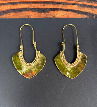 Indian Style Long Drop Brass Earrings / Ethnic / Geometric / Rustic / Yoga / Hippie /Gypsy / Boho / Bohemian / Festival Fashion
