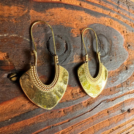 Indian Style Long Drop Brass Earrings / Ethnic / Geometric / Rustic / Yoga / Hippie /Gypsy / Boho / Bohemian / Festival Fashion