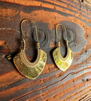 Indian Style Long Drop Brass Earrings / Ethnic / Geometric / Rustic / Yoga / Hippie /Gypsy / Boho / Bohemian / Festival Fashion