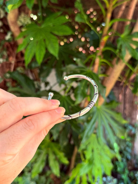 Silver Bracelet Tribal Symbols Native Markings / Bangle / Cuff / Unisex / Boho / Ethnic / Rustic / Bohemian / Costume Fashion Jewelery /