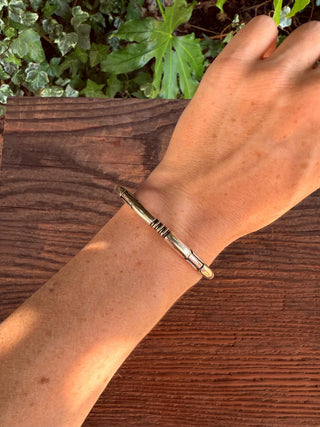 Silver Bracelet Tribal Symbols Native Markings / Bangle / Cuff / Unisex / Boho / Ethnic / Rustic / Bohemian / Costume Fashion Jewelery /