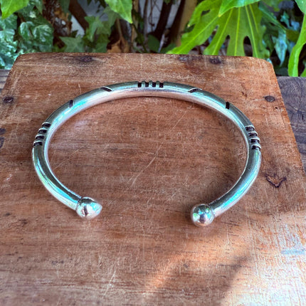Silver Bracelet Tribal Symbols Native Markings / Bangle / Cuff / Unisex / Boho / Ethnic / Rustic / Bohemian / Costume Fashion Jewelery /