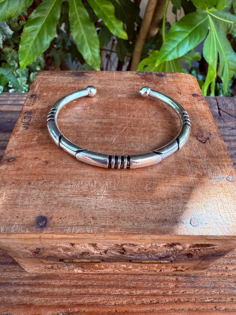 Silver Bracelet Tribal Symbols Native Markings / Bangle / Cuff / Unisex / Boho / Ethnic / Rustic / Bohemian / Costume Fashion Jewelery /