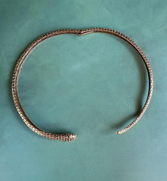 Snake Choker Serpent Necklace Brass / Costume Medusa / Lightweight / Boho / Tribal / Hippie / Rustic / Vegan / Aztec / Festival Fashion
