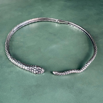 Snake Silver Choker Serpent Necklace / Costume Medusa / Lightweight / Boho / Tribal / Hippie / Rustic / Vegan / Aztec / Festival Fashion