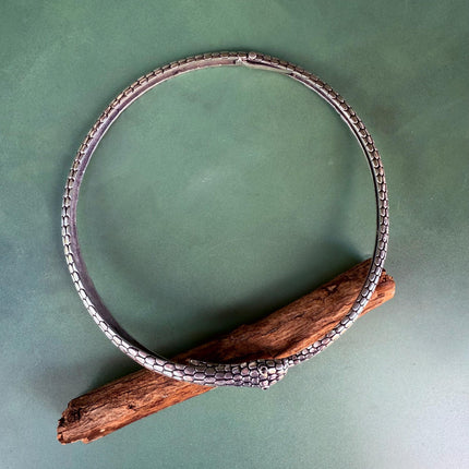 Snake Silver Choker Serpent Necklace / Costume Medusa / Lightweight / Boho / Tribal / Hippie / Rustic / Vegan / Aztec / Festival Fashion