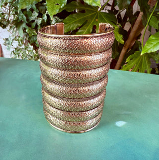 Long Cuff Bracelet Crescent Moon Pattern / Brass / Tribal / Boho / Ethnic / Rustic / Bohemian / Hippie / Jewellery / Adjustable / Unisex /