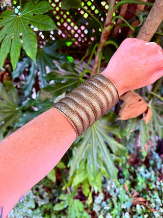 Long Cuff Bracelet Crescent Moon Pattern / Brass / Tribal / Boho / Ethnic / Rustic / Bohemian / Hippie / Jewellery / Adjustable / Unisex /