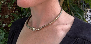 Snake Choker Serpent Necklace Brass / Costume Medusa / Lightweight / Boho / Tribal / Hippie / Rustic / Vegan / Aztec / Festival Fashion