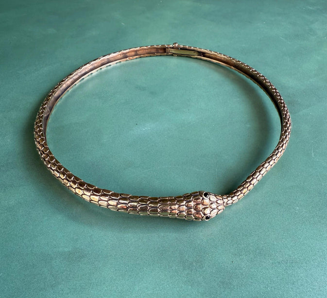 Snake Choker Serpent Necklace Brass / Costume Medusa / Lightweight / Boho / Tribal / Hippie / Rustic / Vegan / Aztec / Festival Fashion