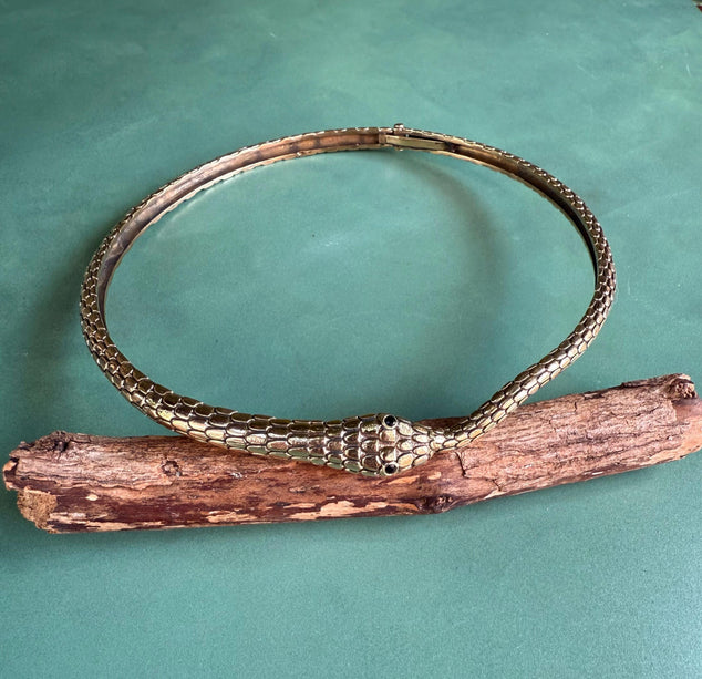 Snake Choker Serpent Necklace Brass / Costume Medusa / Lightweight / Boho / Tribal / Hippie / Rustic / Vegan / Aztec / Festival Fashion