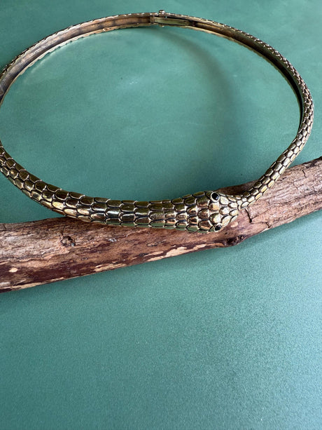 Snake Choker Serpent Necklace Brass / Costume Medusa / Lightweight / Boho / Tribal / Hippie / Rustic / Vegan / Aztec / Festival Fashion