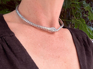Snake Silver Choker Serpent Necklace / Costume Medusa / Lightweight / Boho / Tribal / Hippie / Rustic / Vegan / Aztec / Festival Fashion