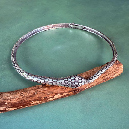 Snake Silver Choker Serpent Necklace / Costume Medusa / Lightweight / Boho / Tribal / Hippie / Rustic / Vegan / Aztec / Festival Fashion