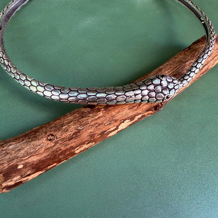 Snake Silver Choker Serpent Necklace / Costume Medusa / Lightweight / Boho / Tribal / Hippie / Rustic / Vegan / Aztec / Festival Fashion
