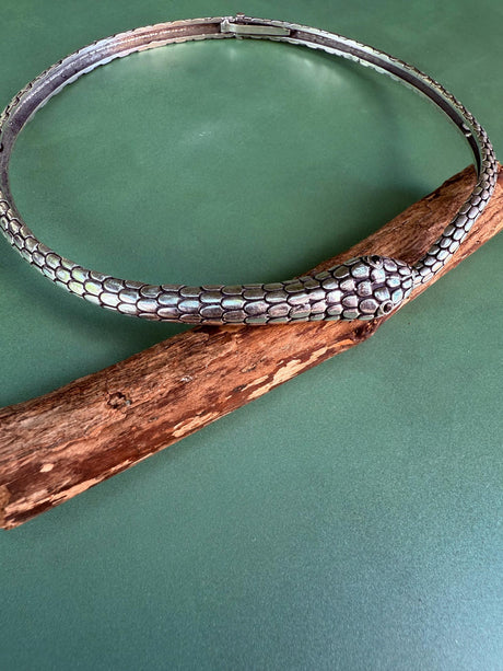 Snake Silver Choker Serpent Necklace / Costume Medusa / Lightweight / Boho / Tribal / Hippie / Rustic / Vegan / Aztec / Festival Fashion