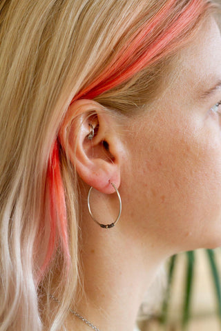 Sterling Silver 925 Hoop Earrings Bali Style Sleeper Dainty Hypoallergenic / Ethnic / Rustic / Bohemian / Gypsy / Hippie / Festival / style