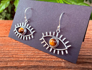 Turqouise Silver Evil Eye Earrings / Protection Jewellery / Boho / Bohemian / Rustic / Tribal / Gypsy / Festival / Healing / Festival