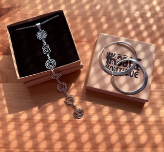 Gift Box for Her / Hoop Earrings / Dainty Bangle / Chakras Necklace / Choose Your Box