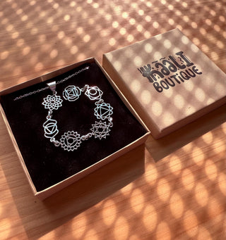 Seven 7 Chakras Necklace / Hypoallergenic / Silver / Yoga / Reiki / Boho / Hippie / Rustic / Ethnic / Crystals / Third Eye / Illuminati