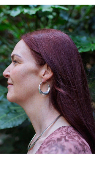 Chunky Silver Hoop Earrings / Thick Hoops / Ethnic / Boho / Unisex / Mens /