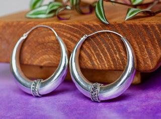 Silver Tribal Hoop Earrings / Ethnic / Rustic / Bohemian / Gold / Gypsy / Spiral / Hippie / Chunky / Festival / style