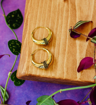 Bali Hoop Earrings / Chunky Gold Earrings / Ethnic / Rustic / Bohemian / Gold / Gypsy / Spiral / Hippie / Chunky / Festival / style