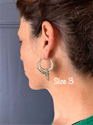Tribal Chunky Silver Hoops; Ethnic / Boho / Unisex / Mens / Rustic / Psy / Gypsy / Spiral / Hippie / Bohemian / Festival / style