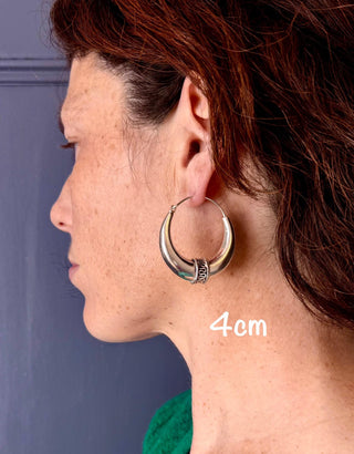 Silver Tribal Hoop Earrings / Ethnic / Rustic / Bohemian / Gold / Gypsy / Spiral / Hippie / Chunky / Festival / style