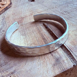 Large Silver Bracelet Hammered Bangle / Mens Jewellery / Boho / Ethnic / Rustic / Bohemian