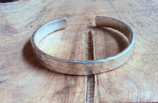 Large Silver Bracelet Hammered Bangle / Mens Jewellery / Boho / Ethnic / Rustic / Bohemian