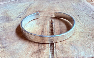 Large Silver Bracelet Hammered Bangle / Mens Jewellery / Boho / Ethnic / Rustic / Bohemian