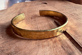 Large Brass Bracelet Hammered Bangle / Mens Jewellery / Boho / Ethnic / Rustic / Bohemian
