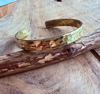Large Brass Bracelet Hammered Bangle / Mens Jewellery / Boho / Ethnic / Rustic / Bohemian