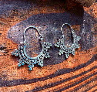 Mini Afghani Silver Hoop Earrings / Boho / Ethnic / Rustic / Yoga / Hippie / Gypsy /Bohemian