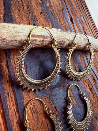 Afghani Boho Brass Hoops / Ethnic / Rustic / Psy / Gypsy / Hippie / Tribal