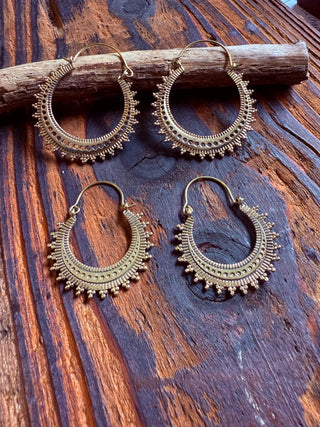 Afghani Boho Brass Hoops / Ethnic / Rustic / Psy / Gypsy / Hippie / Tribal